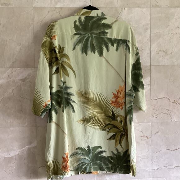 Tommy Bahama 100% Silk Shirt XL Green Palm Tropical Resortwear, Holiday Gift - Picture 5 of 9